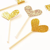 Glitter Heart Stickers in Gold or Silver