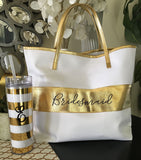 bridal party tote bag with matching tumbler