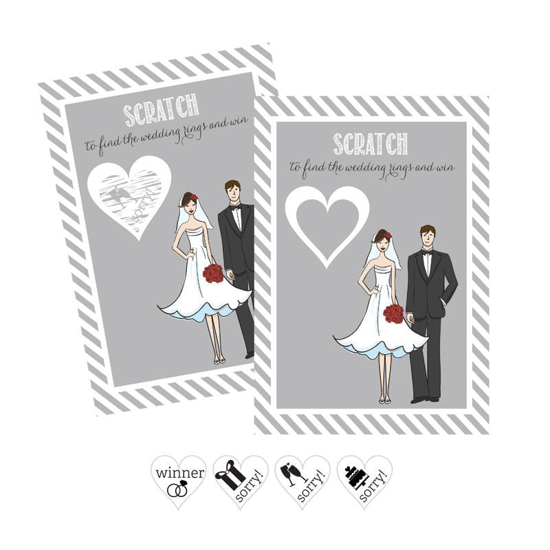bride groom scratch off game cards
