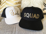 Bride Squad Trucker Hats in Black and White