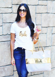 Bride Tote Bags with Gold Accent