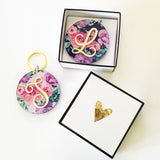 Monogrammed Bridesmaid Keychains with Floral Design