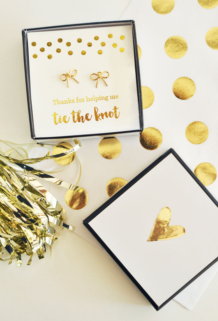 tie the knot earrings in gold