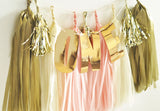 DIY tassel garland kit in gold and pink