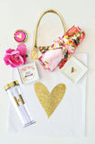 Glitter heart white tote bag