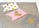 gold glitter banner heart