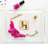Gold Monogrammed Jewelry Tray Made of Acrylic
