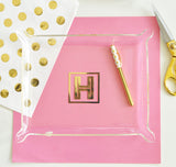 Gold Monogrammed Jewelry Tray for Bridal Party