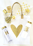 Glitter Heart Tote Bag with Gold print