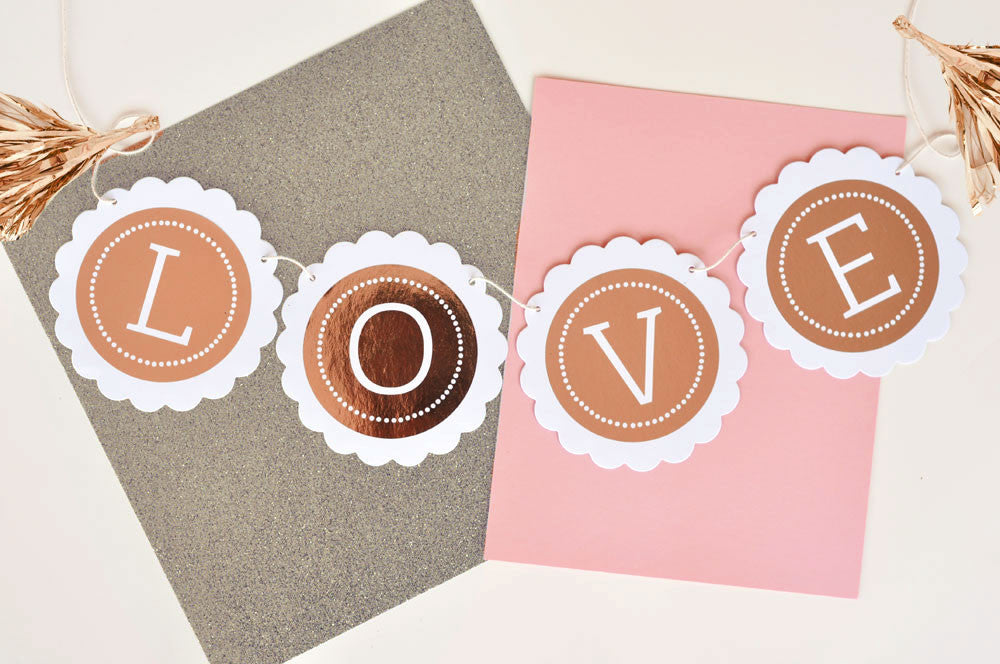 metallic rose gold banner