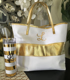 Monogram Initial Gold Bag