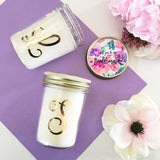 Monogram Mason Jar Candle with Citrus/Floral Scent