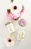 Monogram Mason Jar Candle with Floral Lid