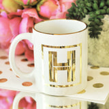 Monogrammed Coffee Mugs with Gold Rim and Initials