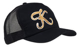 Monogrammed Trucker Hat in Black with Gold Initial
