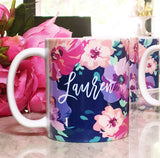 Personalized Coffee Mugs with Floral Design