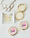 Personalized Compact Mirrors with Floral Design