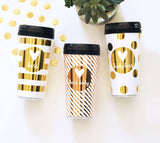 Travel Coffee Mugs Personalized in Gold foil